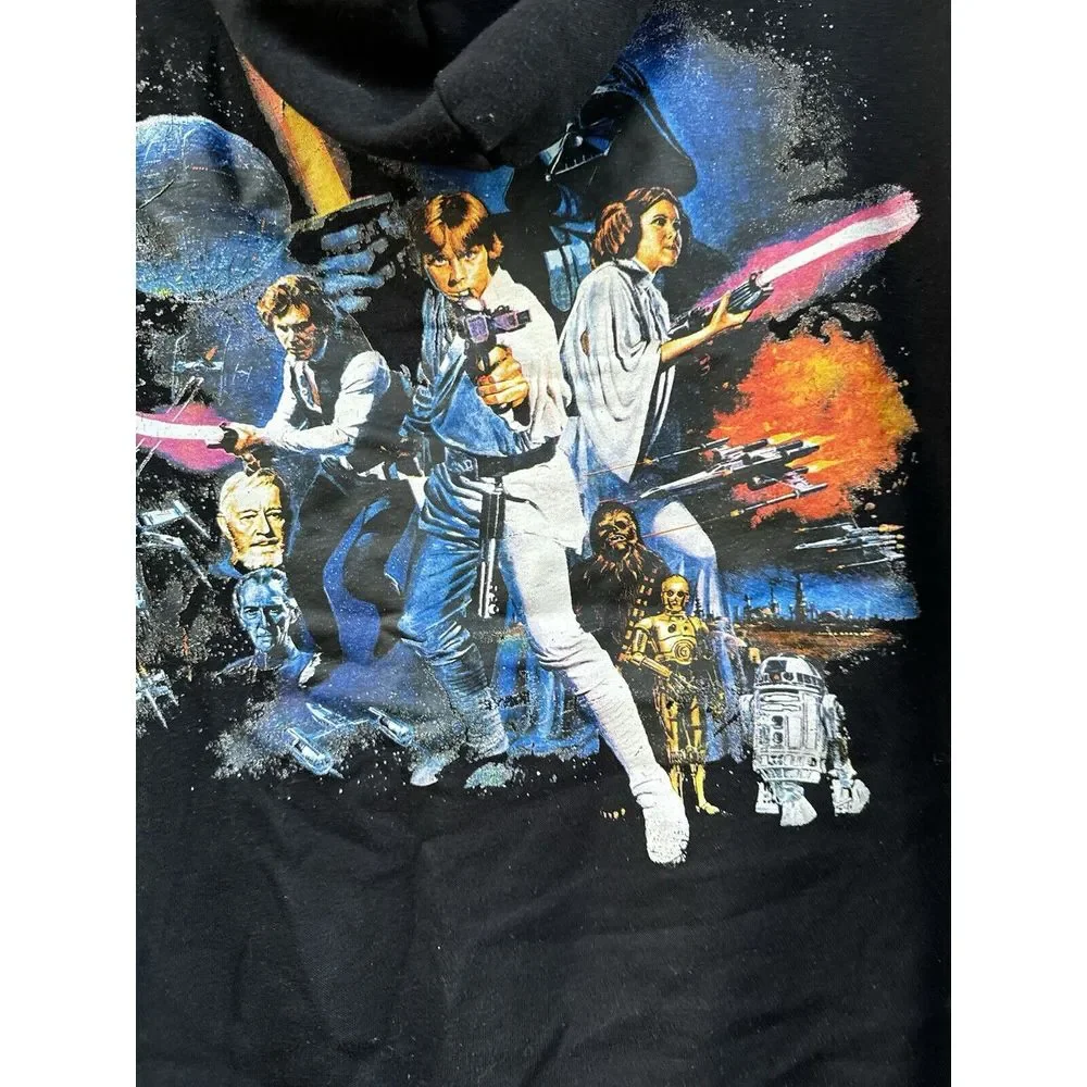 Star Wars‎ Sweater Adult Small Black White Logo Hoodie Sweatshirt Pullover Mens